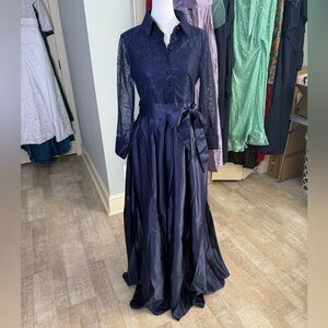 Elegant Navy Lace Women's Dress